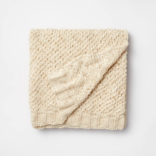 Honeycomb Textured Knit Throw Blanket Cream Designed With Studio Mcgee