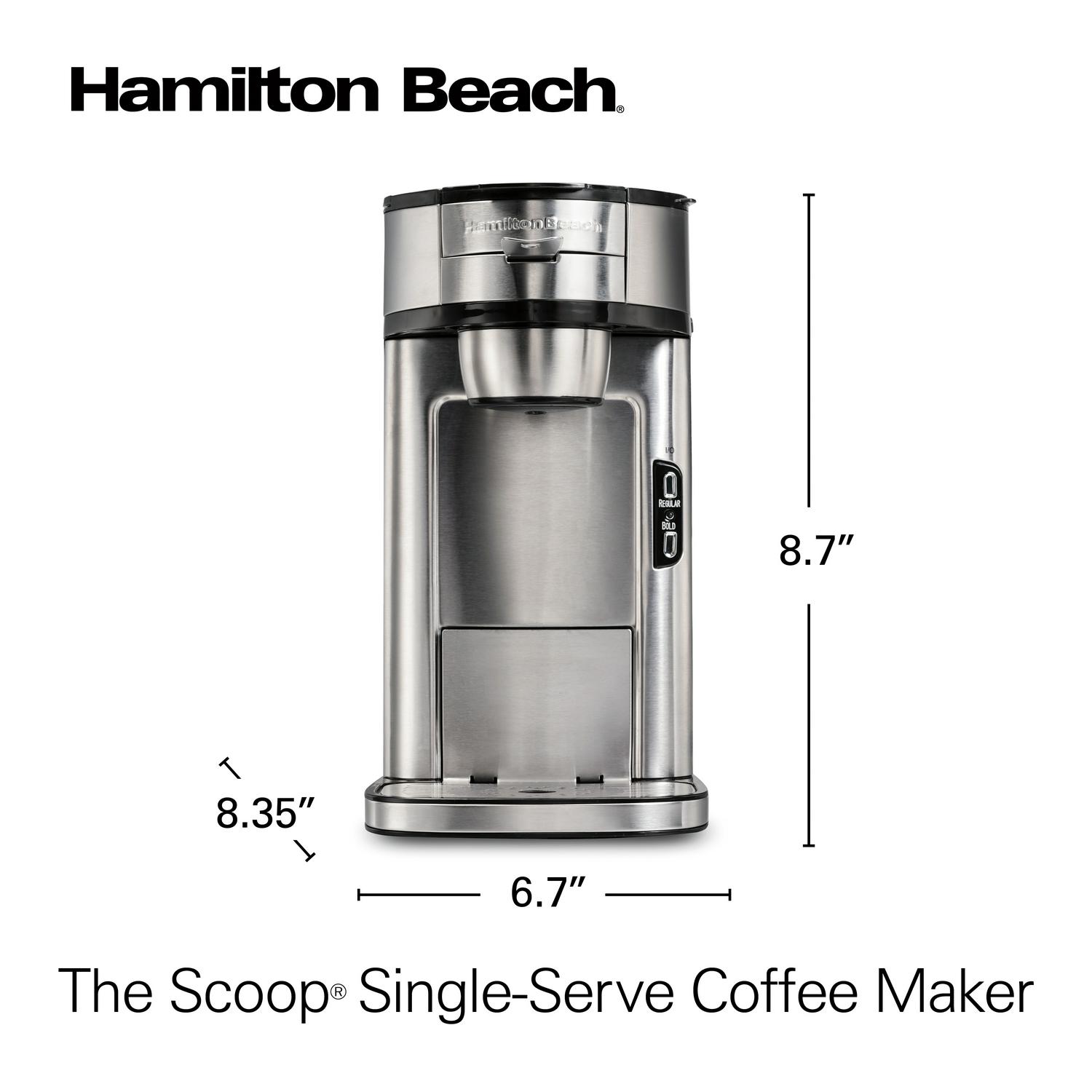 Hamilton Beach The Scoop SingleServe Coffee Maker 14 oz Stainless Steel Model 47550  Crowdfused