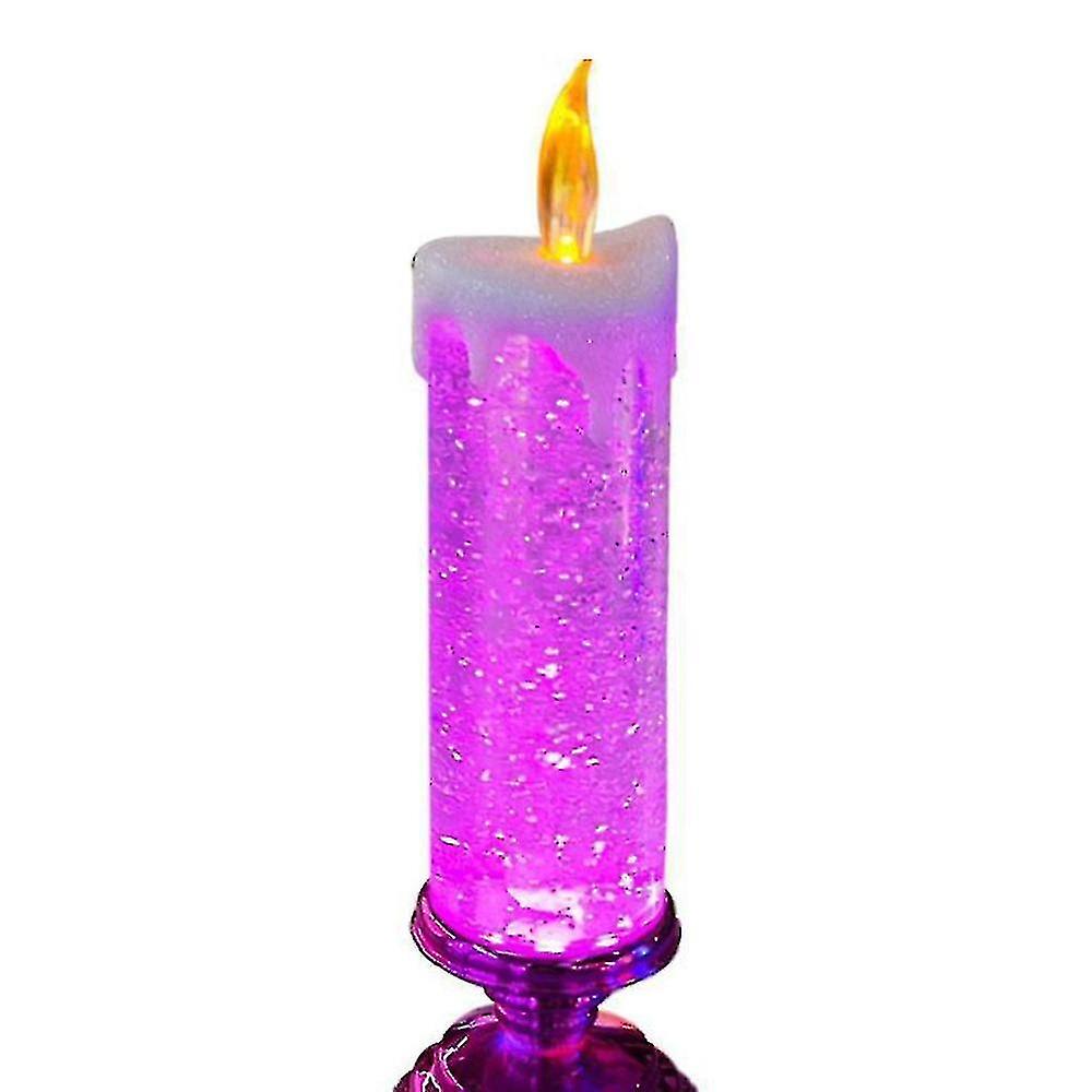 Christmas Candle Glitter Swirling Led Light 7 Colors Changing Flickering Flameless Lamp Party Decor