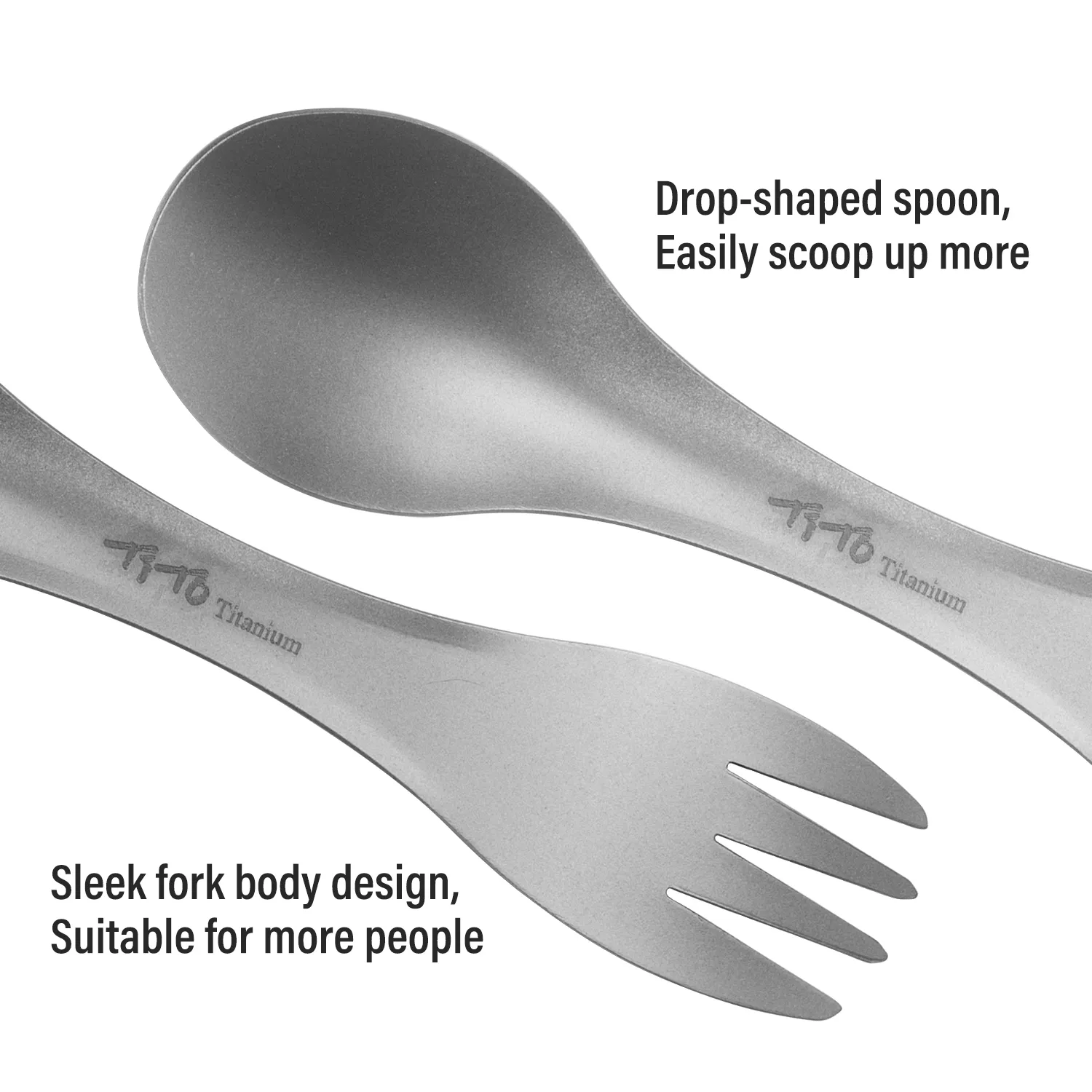 TiTo Titanium Ultralight 2 in 1 Spork Customized Camping Titanium Spork Hiking Travel Cutlery