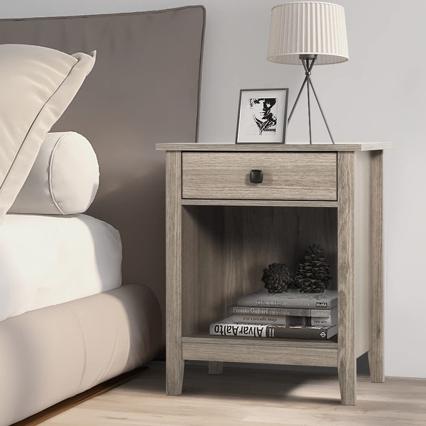 Nightstand - Bedroom Bedside Tables， Wooden Nightstands with Drawers - - 37636384