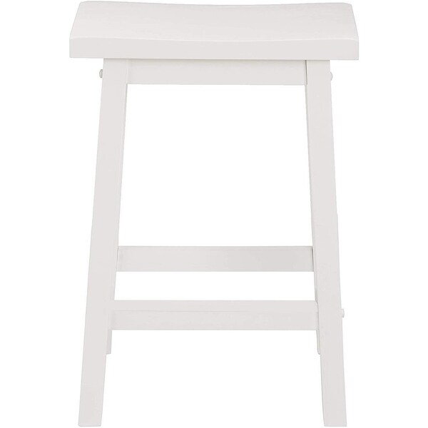 PJ Wood Classic Saddle-Seat 24In Tall Kitchen Counter Stools， White， Set of 2 - 24.2