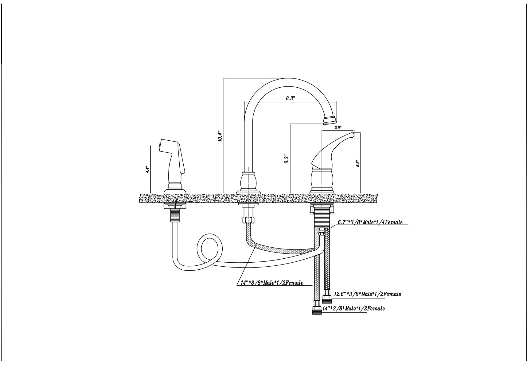 Dura Faucet Gooseneck Kitchen Faucet with Matching Side Sprayer for RVs- Brushed Satin Nickel