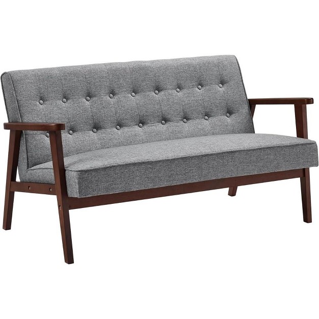 Songmics Loveseat Sofa 2 Seater Cushioned Couch For Small Spaces Mid century Modern Wide Solid Wood Armrests