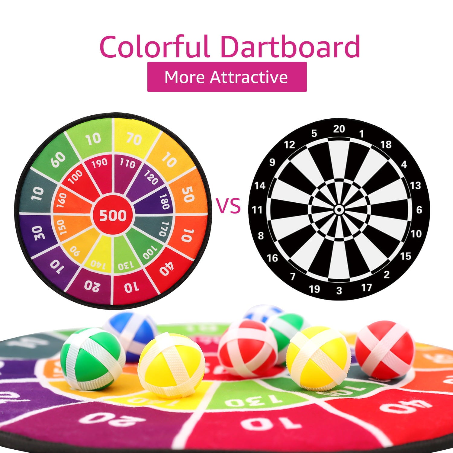 Dart Board for Kids, Dartboard Game with 8 Sticky Balls, Play Game Toys, Birthday Gifts