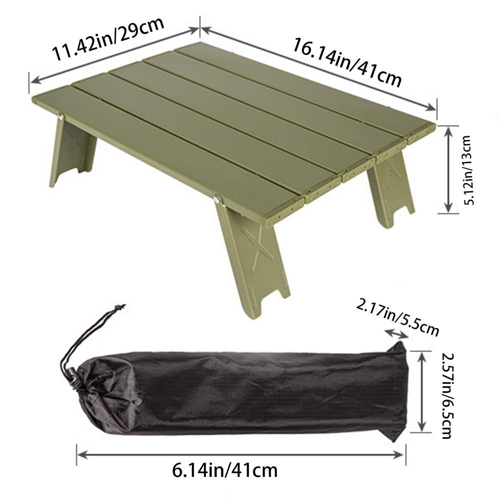 Ksruee Outdoor Mini Folding Table Mini Green Folding Beach Picnic Table Aluminum Alloy Ultralight Folding Table for Outdoor Hiking Camping Picnic Fishing Barbecue Hiking Family Daily Use admired