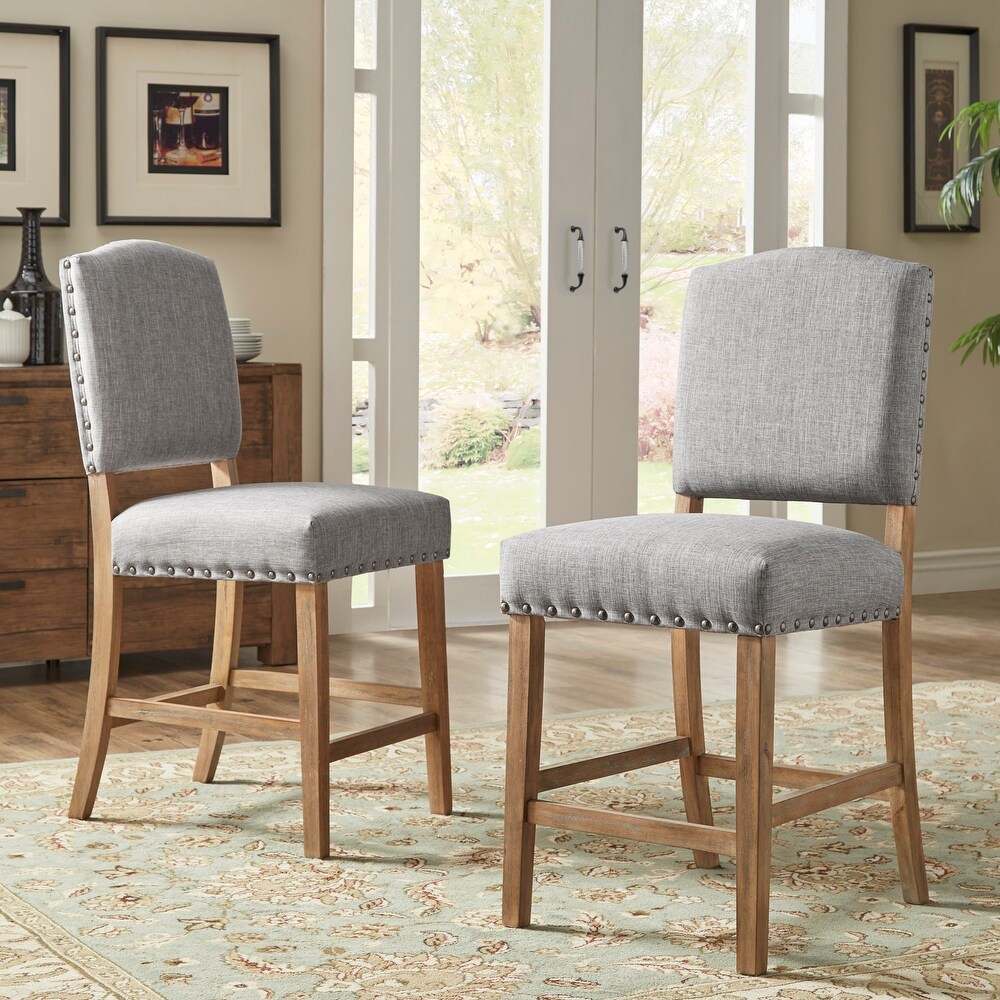 Benchwright Premium Nailhead Upholstered Counter Height Chairs (Set of 2) by iNSPIRE Q Artisan