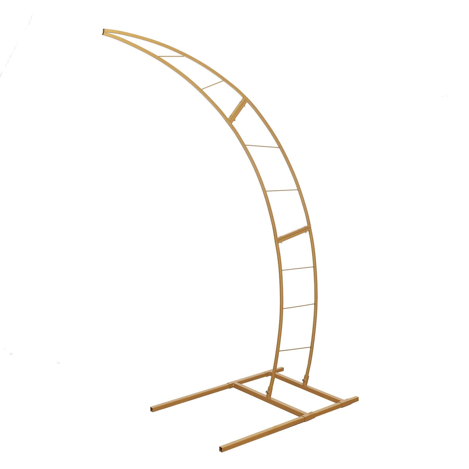 Gold Metal Half Crescent Moon Wedding Arch Flower Stand, Curved Arbor Balloon Frame 6.5ft