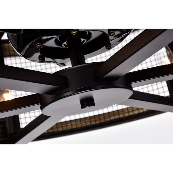 Samual Wood Grain Ceiling Fan 31-Inch 6-Light Geometric Metal Drum Shade (Includes Remote) Shopping - The Best Deals on Ceiling Fans | 37396872