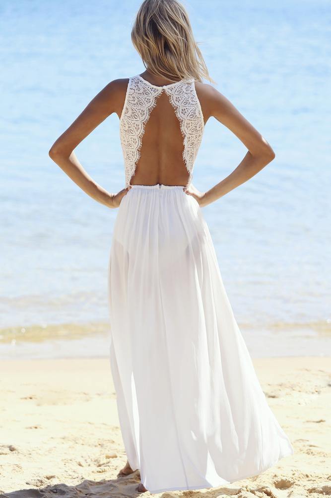 On And Off Maxi Dress White