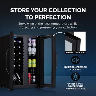 NewAir Shadow 20 in. Dual Zone Wine Cooler Refrigerator 12 Bottles  39 Cans Mirrored Wine and Beverage Fridge NWB051BKD0