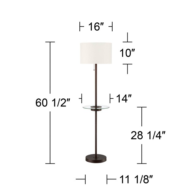 Tall Bronze Usb And Ac Power Outlet Off White Fabric Drum Shade For Living Room Office