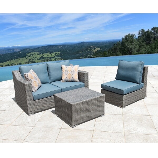 Corvus Martinka Aluminum Outdoor 4piece Grey Wicker Sofa Set