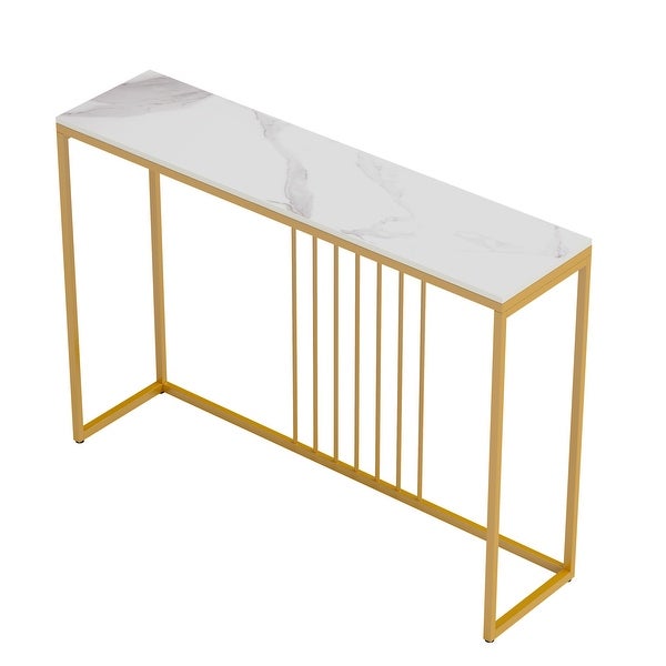 47.2-inch Long Solid Marble Narrow Console Table - W 47.2