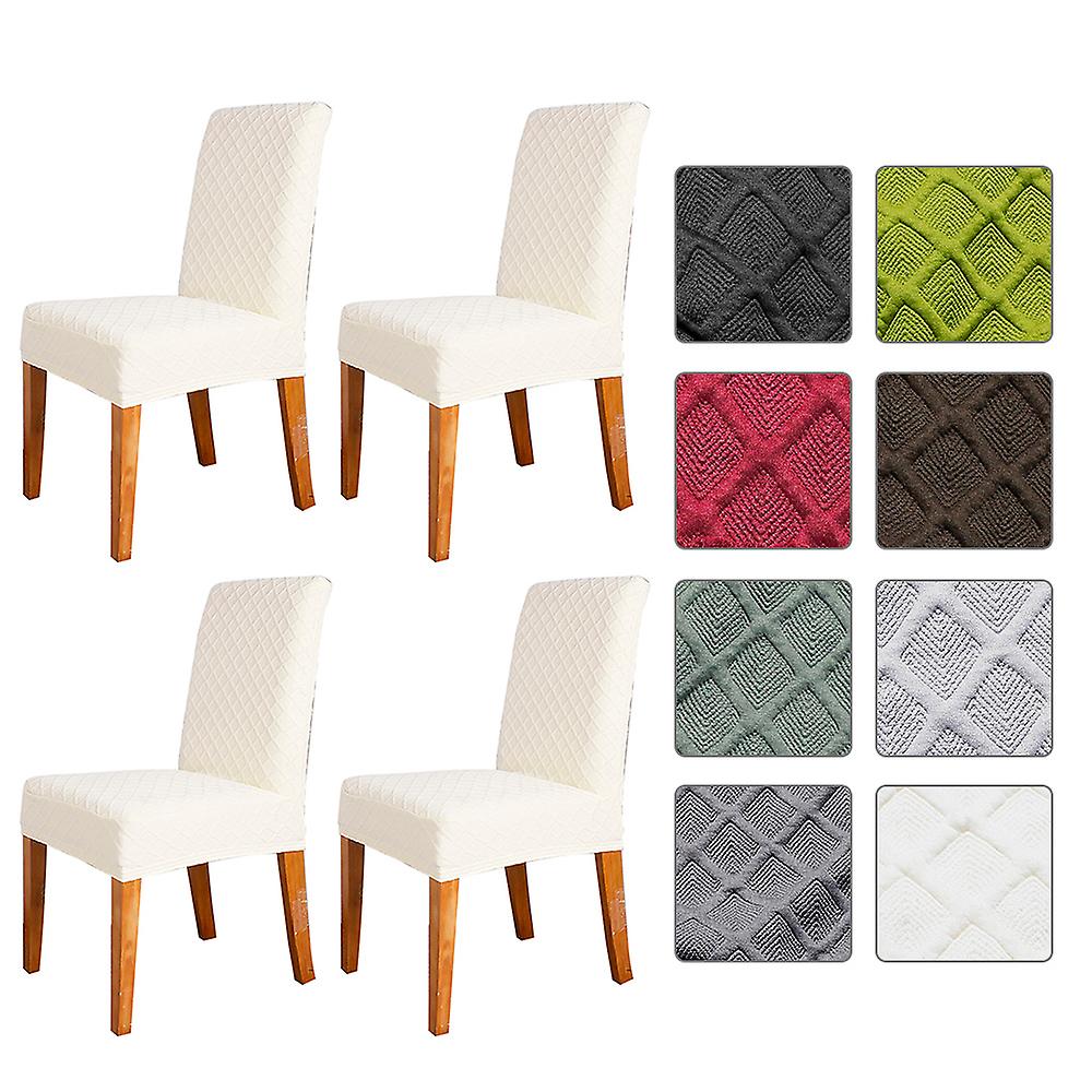 Stretch Solid Diamond Lattice Dining Chair Cover Slipcover Removable Washable Short Dining Chair Protector Seat Solid Slipcovers For Hotel Dining 4pcs