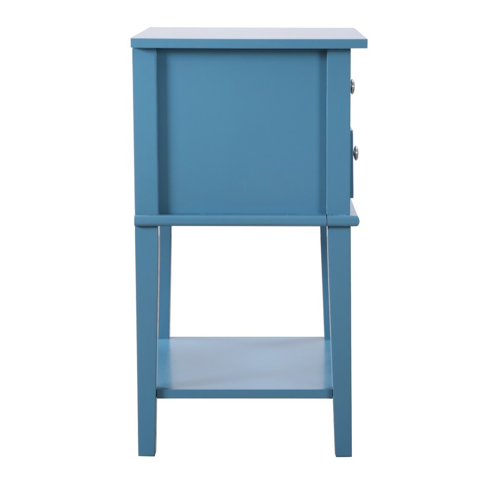 LYKE Home 2 Drawer Blue Nightstand