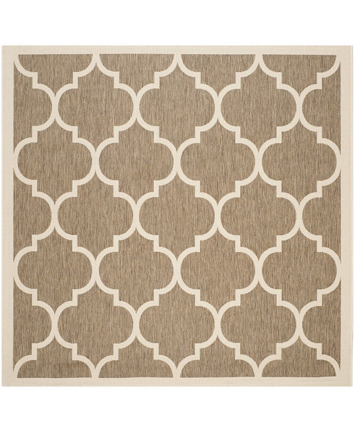 Safavieh Courtyard CY6914 Brown and Bone 5'3 x 5'3 Square Outdoor Area Rug