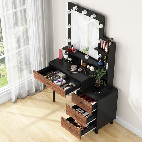 Tribesigns Vintage Makeup Dressing Table with Lighted Mirror