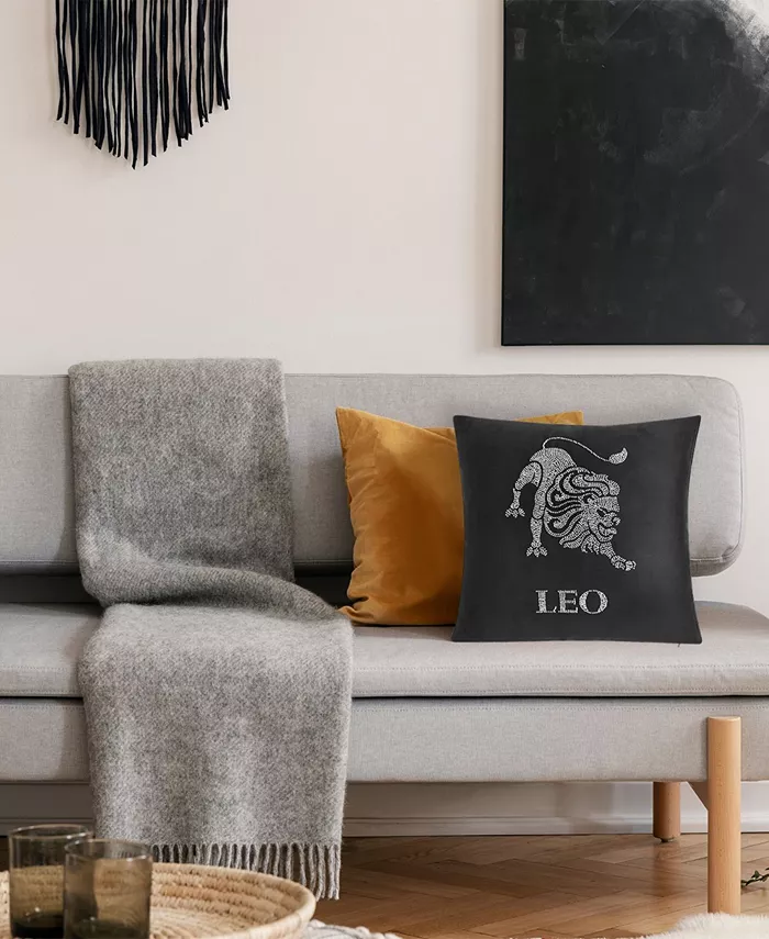 Edie@Home Velvet Beaded 'Leo' Decorative Pillow， 18 x 18