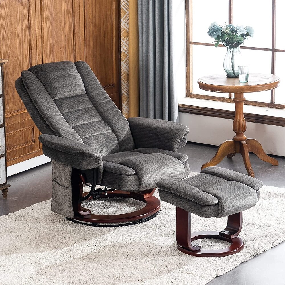 Mcombo Recliner Chair with Ottoman  Fabric Massage Swivel Chair 9099