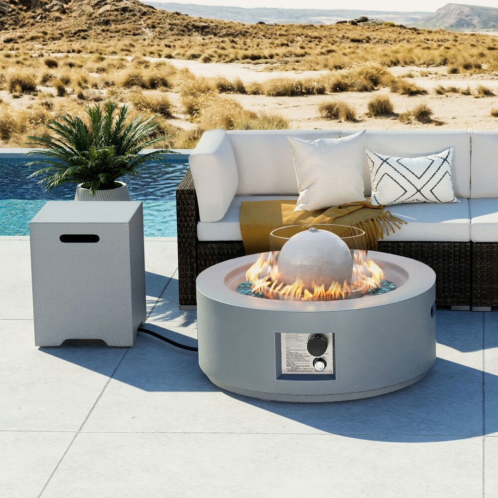 COSIEST Outdoor Patio Fire and Water Fountain Table with Tank Table