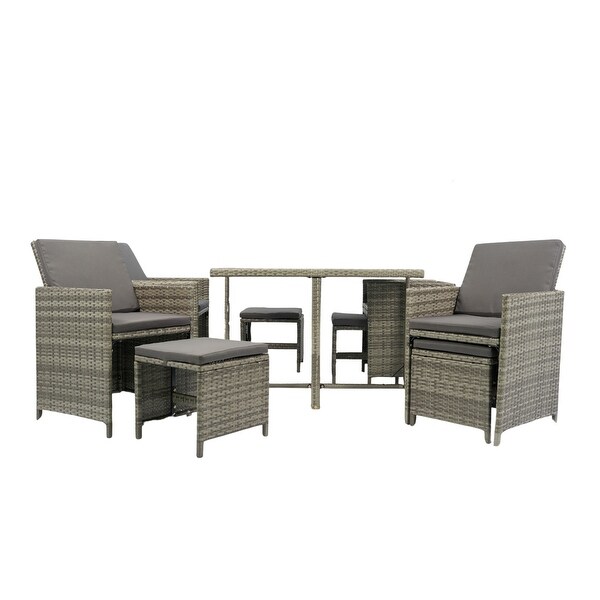 9 Pieces Patio Dining Sets with Glass Table