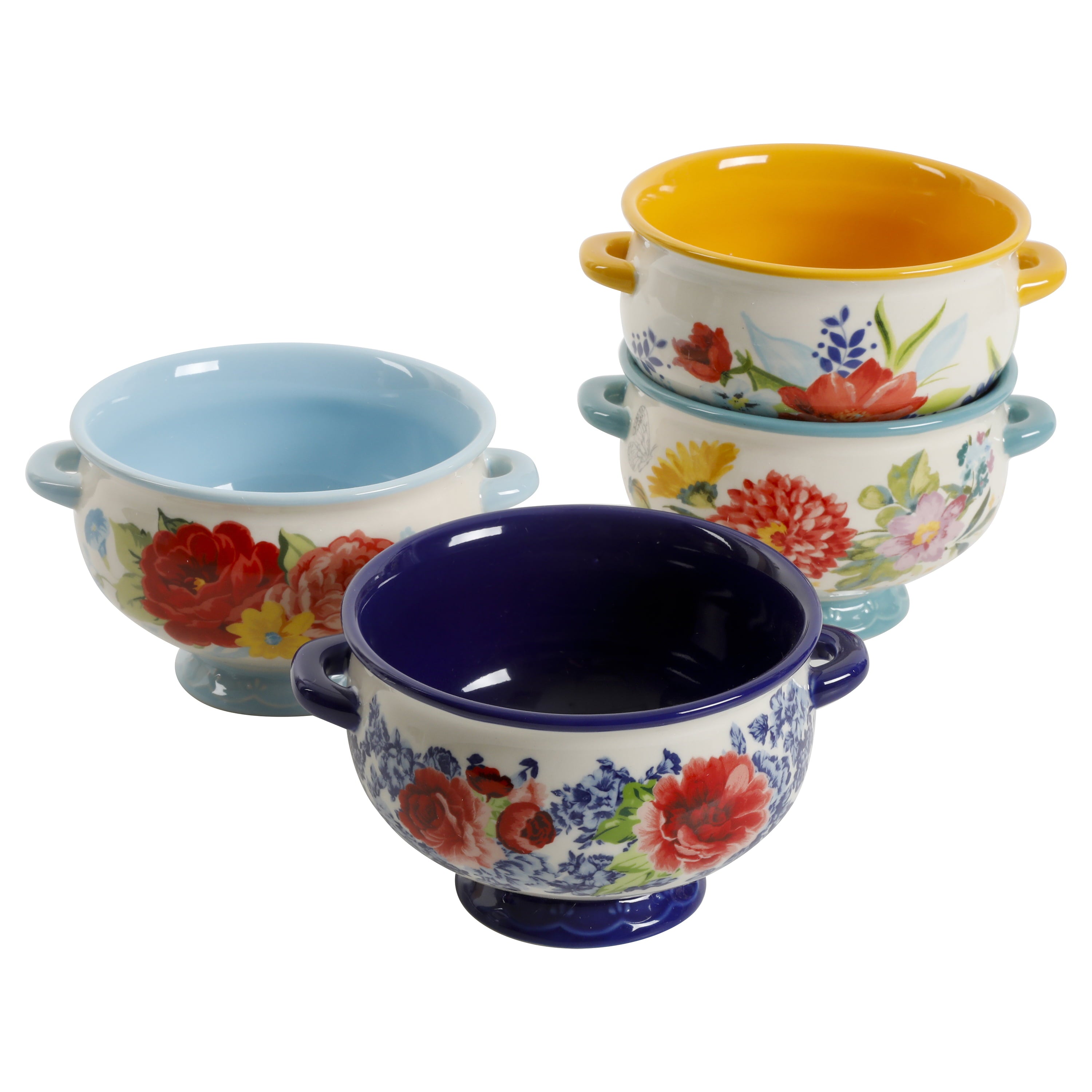 The Pioneer Woman Floral Medley 20-Ounce Soup Bowls， 4-Pack