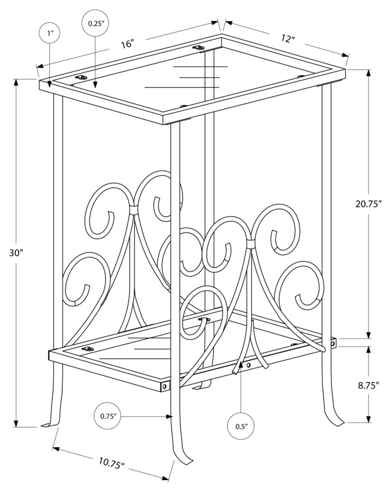 HomeRoots 12 quotx 16 quotx 30 quotSilver Clear Metal Tempered Glass Accent Table   Traditional   Side Tables And End Tables   by UStradeENT LLC  Houzz