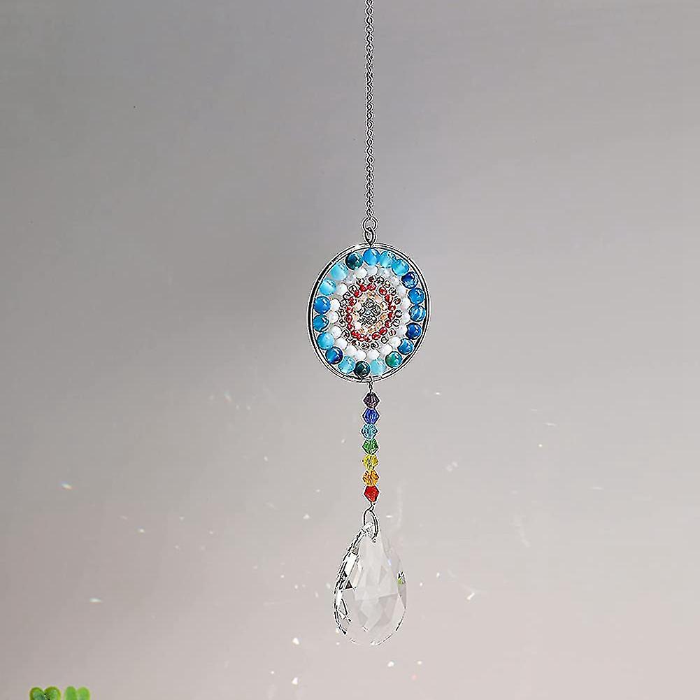 7 Chakra Crystal Suncatcher Round Crystals Bead Pendant Hanging，c