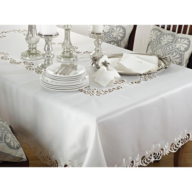 Saro Lifestyle Cutwork Design Elegant Tablecloth