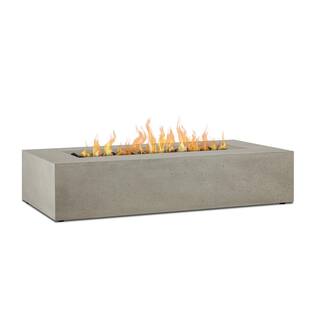 JENSEN CO Brookhurst 56 in. L X 13 in. H Outdoor GFRC Liquid Propane Fire Pit in Flint with Lava Rocks 1590LP-FLNT