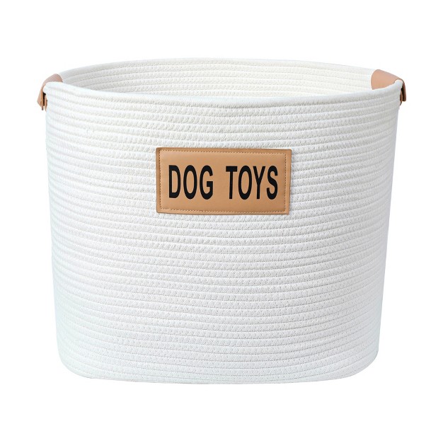 Midlee Rope Dog Toys Basket With Leather Handles