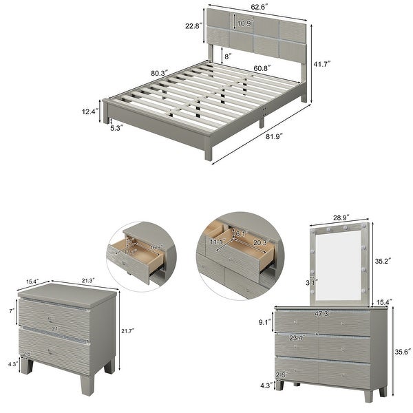 Silver Bedroom Sets 3 Piece - - 37475883