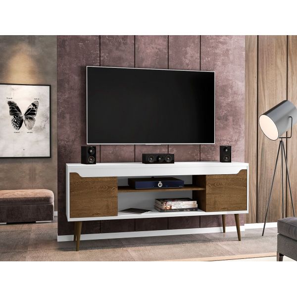 Bradley 62.99 TV Stand White and Rustic Brown