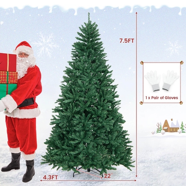 Costway 7.5FT Hinged Christmas Tree Unlit Artificial Xmas Decoration