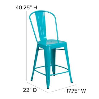 Flash Furniture 24 in. Crystal Blue Metal Bar Stool ET353424CB