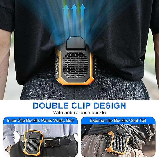 Portable Waist Clip Fan， Portable Waist Clip Fan， Usb Rechargeable Mini Waist Hanging Fan， Belt Fan For Hiking， Camping， Workplace， Orange (dq215)