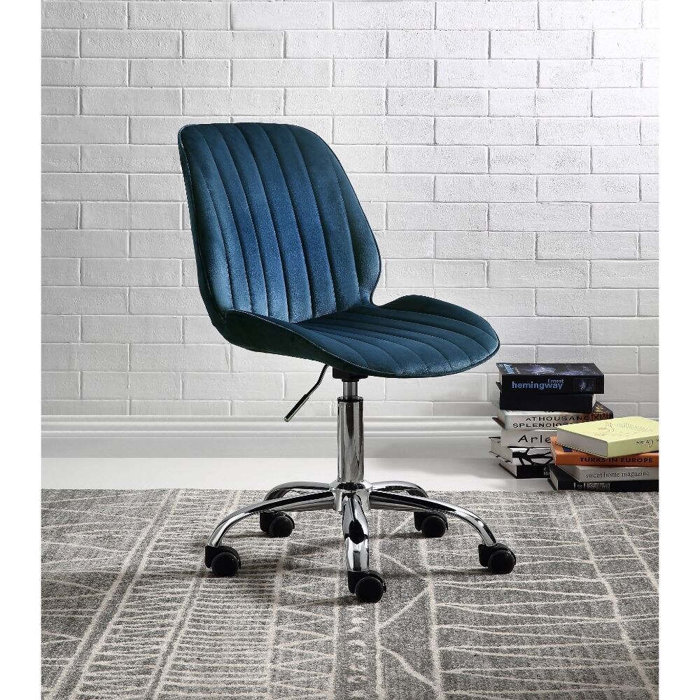 Office Chair  Twilight Blue Velvet   Chrome