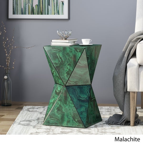 Aami Tempered Glass Hourglass Side Table by Christopher Knight Home