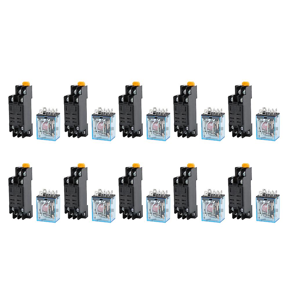 10 Sets 8 Pin Power Relay With Base Ac220v Coil Universal Electrical Equipment Supplies