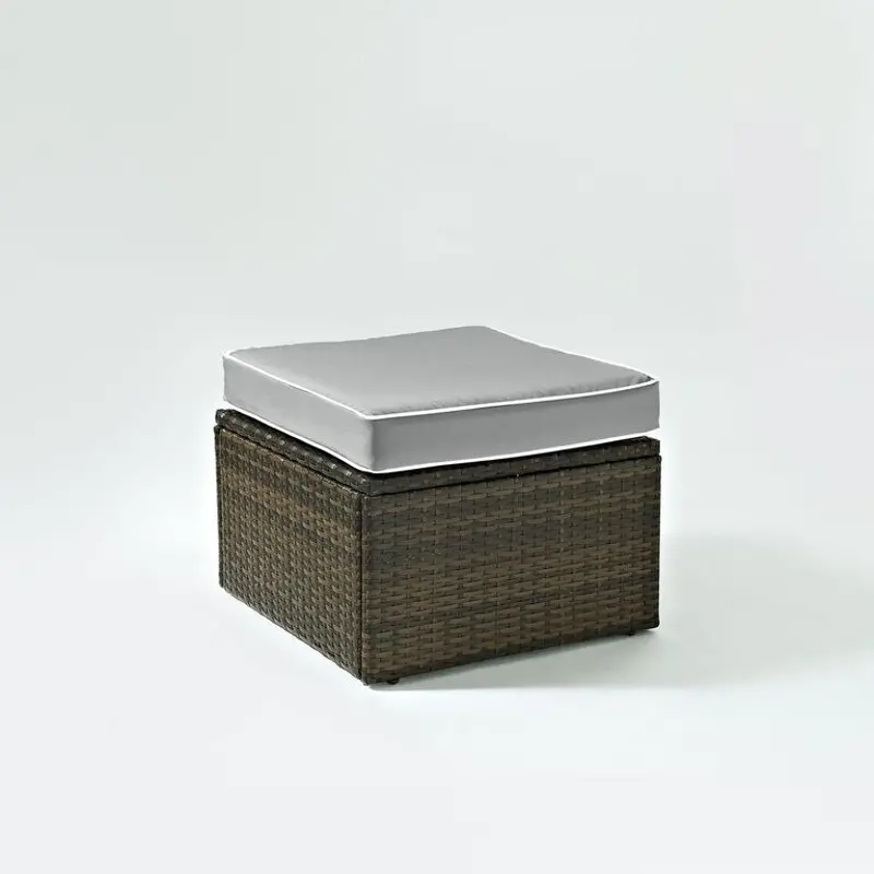 Palm Harbor Gray and Wicker Patio Ottoman