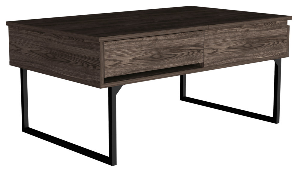 Hamilton Liftable Top Coffee Table with Drawer  Dark Walnut   Industrial   Coffee Tables   by FM FURNITURE LLC  Houzz