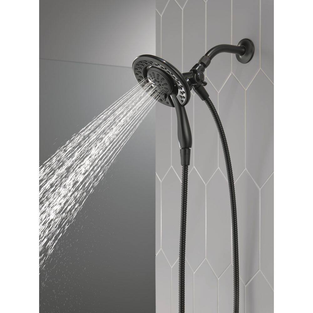 Delta In2ition 4-Spray Patterns 1.75 GPM 6.13 in. Wall Mount Dual Shower Heads in Matte Black 75486CBL