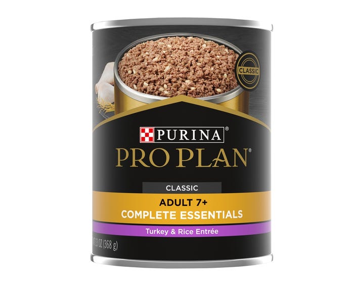 Purina Pro Plan High Protein Senior Adult 7+ Turkey  Rice Formula Wet Dog Food， 13 oz. Can