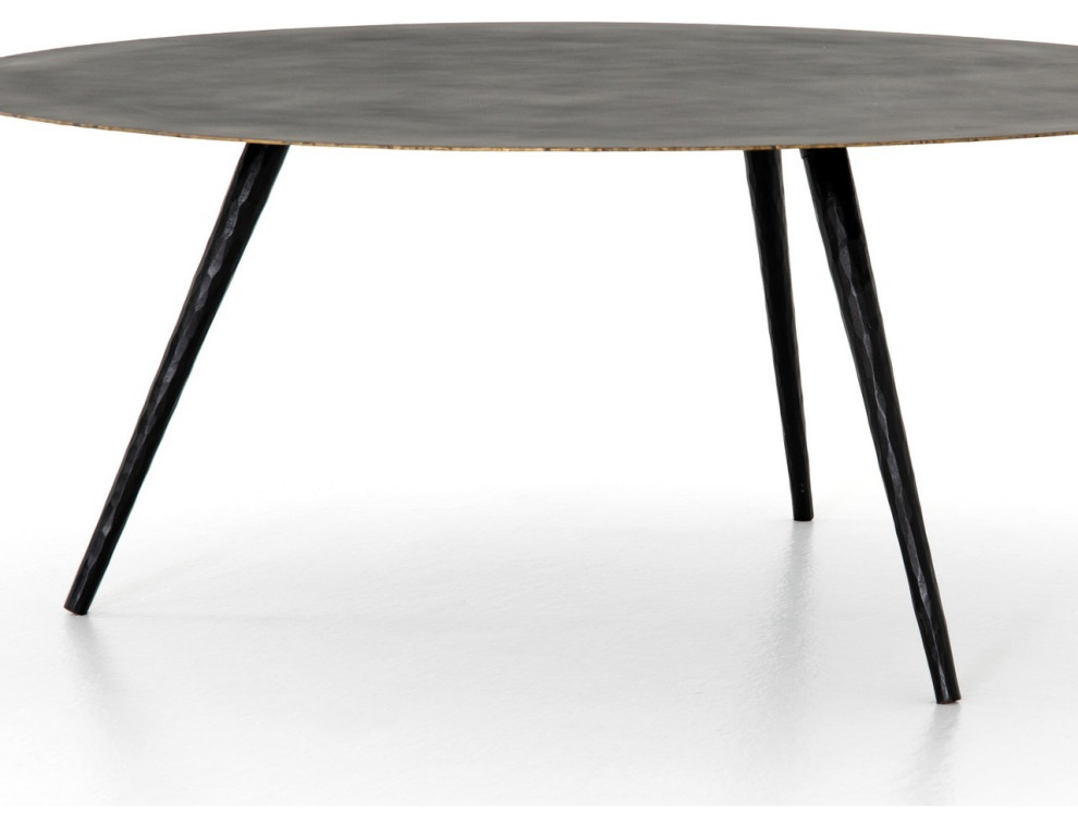 Trula Iron Tripod Round Coffee Table 39 quot  Midcentury   Coffee Tables   by Zin Home  Houzz