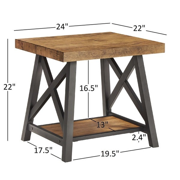 Bryson Rustic X-Base End Table with Shelf by iNSPIRE Q Classic