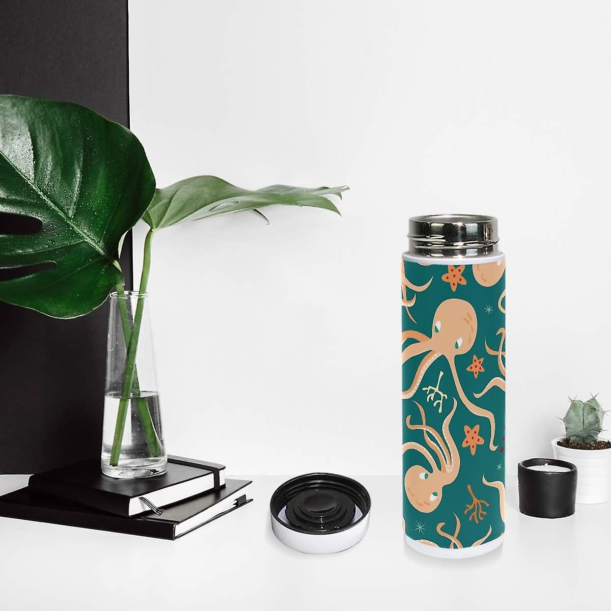 Vacuum Insulated Stainless Steel Water Bottle Elegant Octopus Wallpaper Thermos Tumblers Portable Hyrdoflask Travel Mug