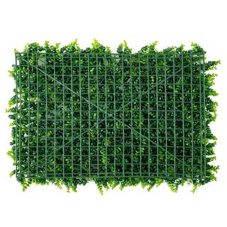 WELLFOR 12-Piece 24 in. L x 16 in. W x 3 in. H PE Garden Fence Artificial Eucalyptus Hedge Plant Privacy Fence Panels OP-HPY-70778