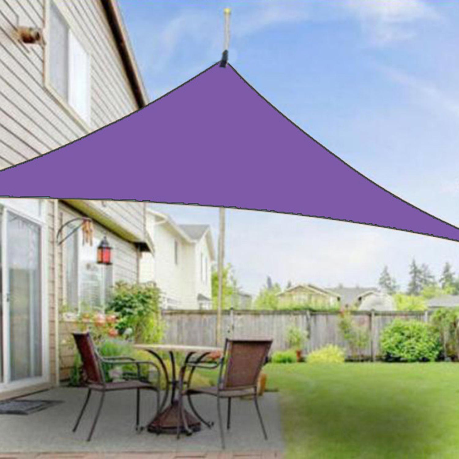 Purple 6x6x6m 20ft Rain Fly Uv Resistant Sun Shade Sail Canopy Waterproof Heavy Duty Triangle 210t Polyester Awning Sand Sunshade For Outdoor Patio Ga