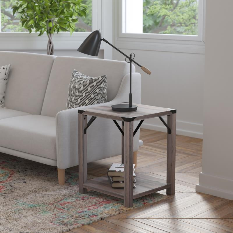 Gray Wash 2 Tier Side Table   Farmhouse   Side Tables And End Tables   by Pot Racks Plus  Houzz